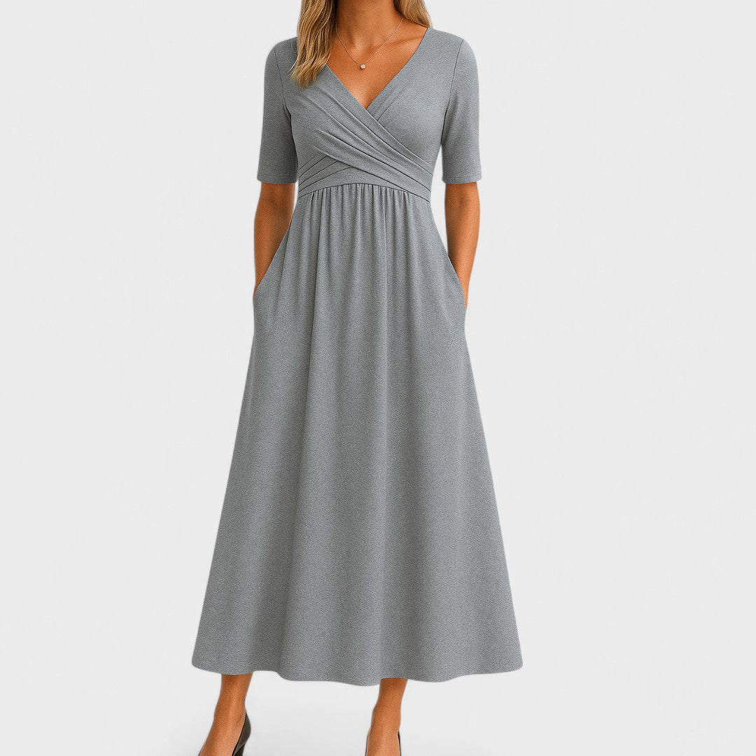 Magnolia V-Neck Pleated Midi Dress