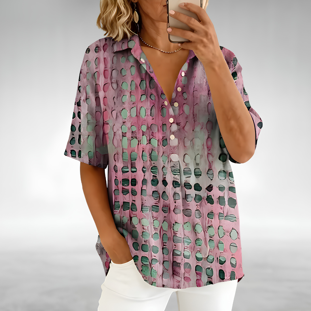 Linnea Printed Button Front Blouse