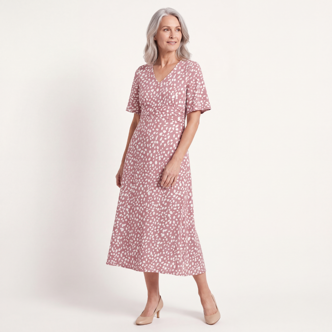 Francesca V-Neck Flutter Sleeve Midi Dress