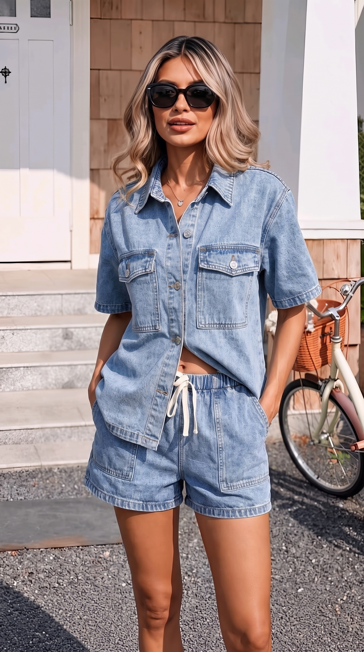 Vera Short Sleeve Drawstring Two-Piece Set