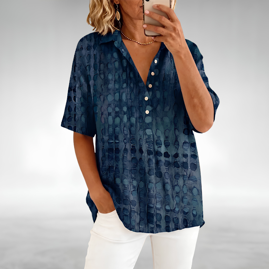 Linnea Printed Button Front Blouse