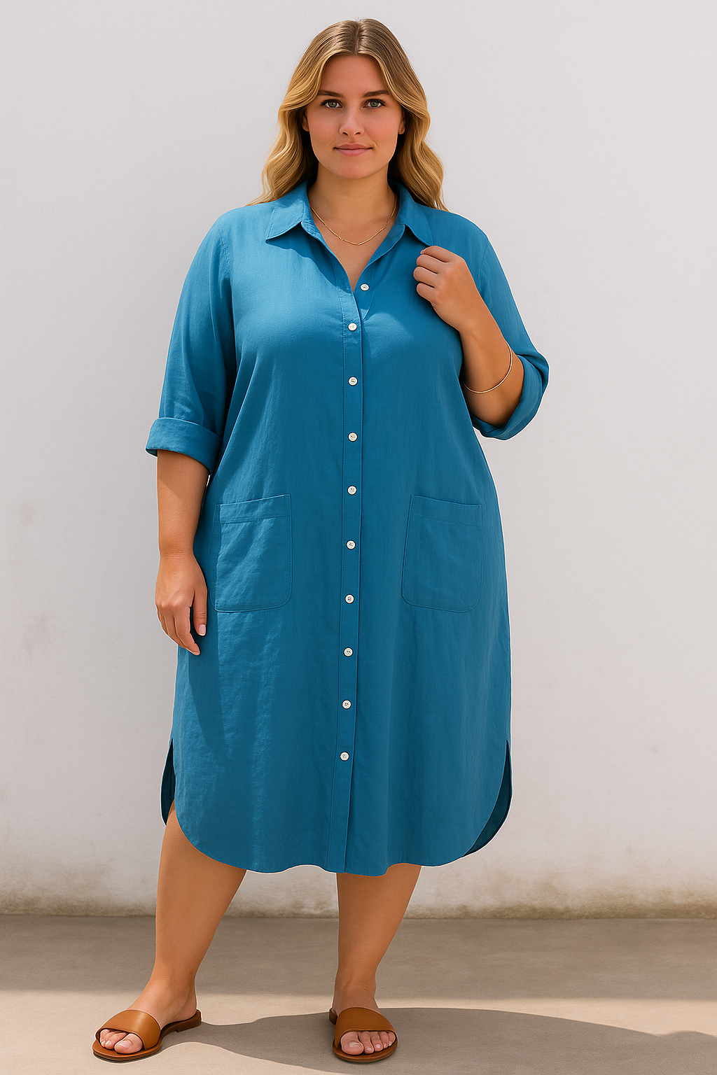 Variant image for Allegra Casual Relaxed Shirt Dress for Women - Lightweight Tummy-Covering Comfort-13