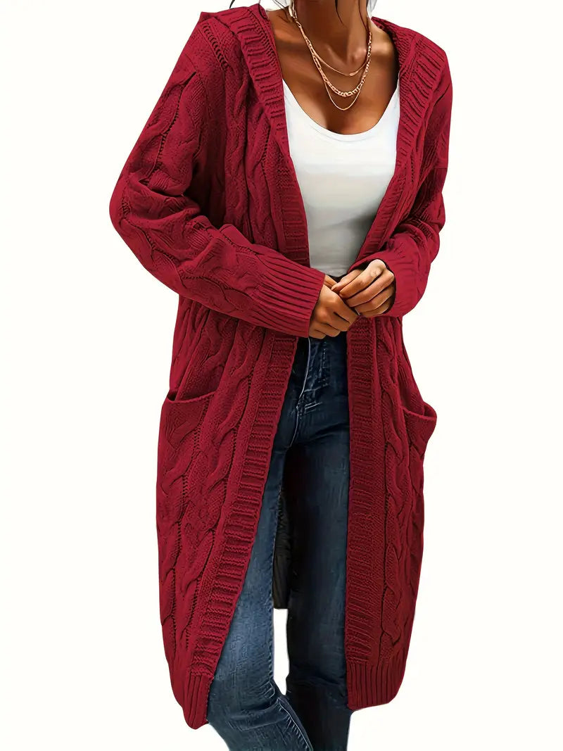 CozyChic – Women's Long Black Cardigan for Effortless Comfort and Layering