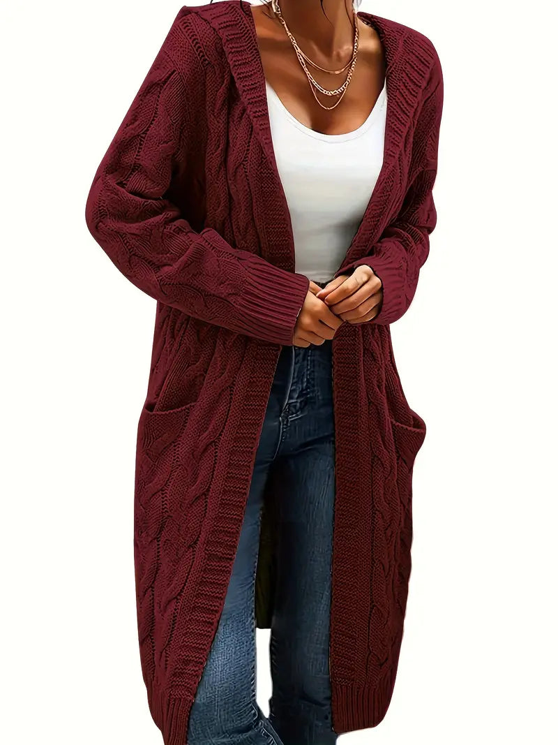 CozyChic – Women's Long Black Cardigan for Effortless Comfort and Layering