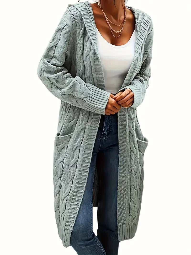 CozyChic – Women's Long Black Cardigan for Effortless Comfort and Layering