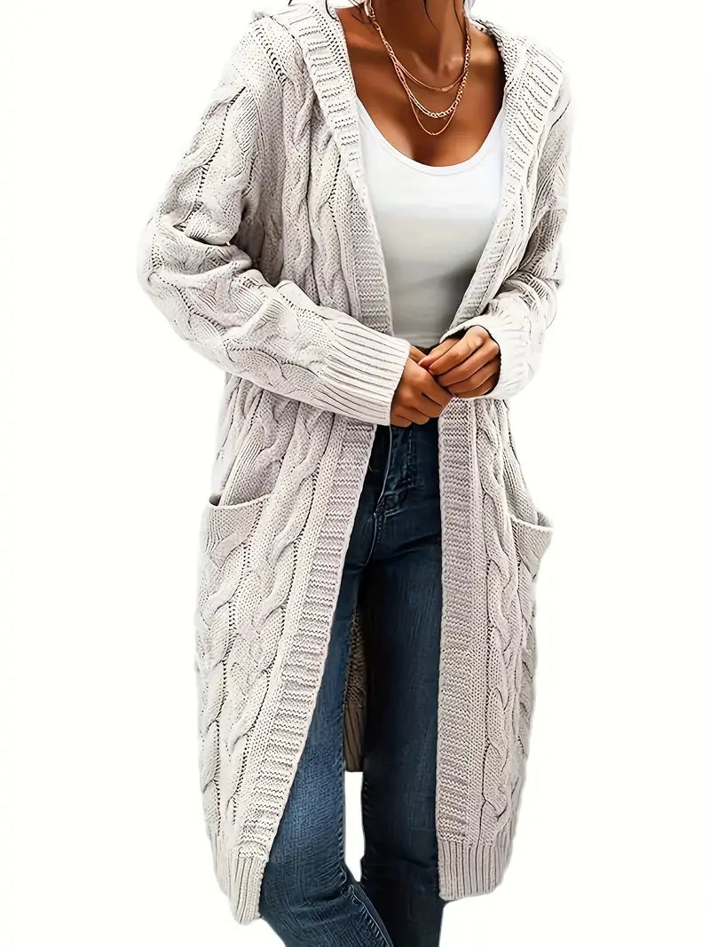 CozyChic – Women's Long Black Cardigan for Effortless Comfort and Layering