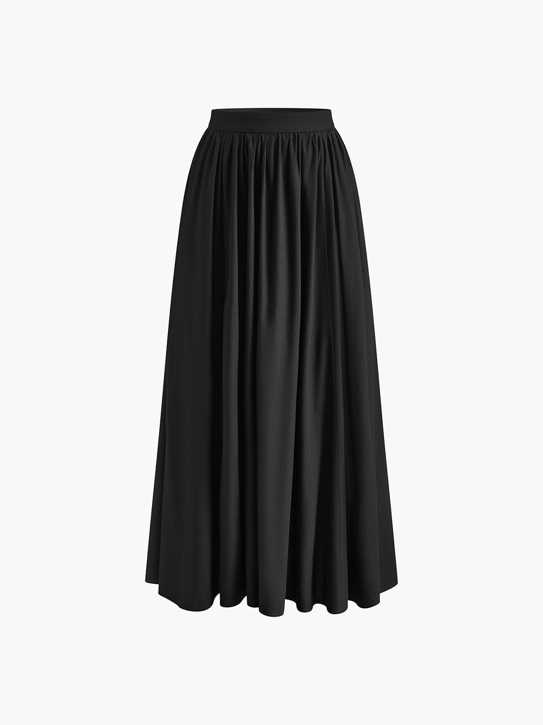 Elegant Cotton Pleated Maxi Skirt for Women - Lightweight Long Skirt in Classic Colors
