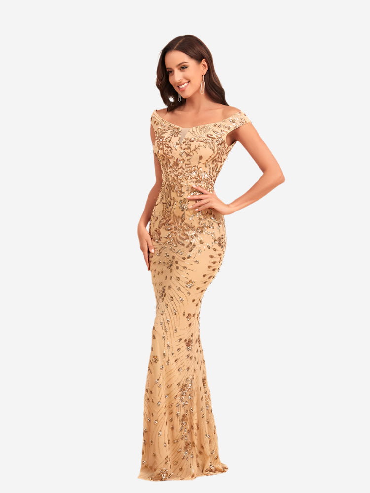 Elegant Sequin Long Sleeve Maxi Dress for Women - High Waist Glamour