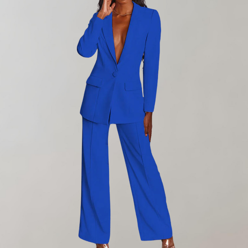 Elegant Women's Suit Set – Tailored Blazer and Slim-Fit Trousers in Pink for Effortless Style
