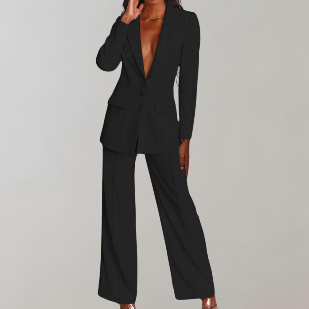 Elegant Women's Suit Set – Tailored Blazer and Slim-Fit Trousers in Pink for Effortless Style