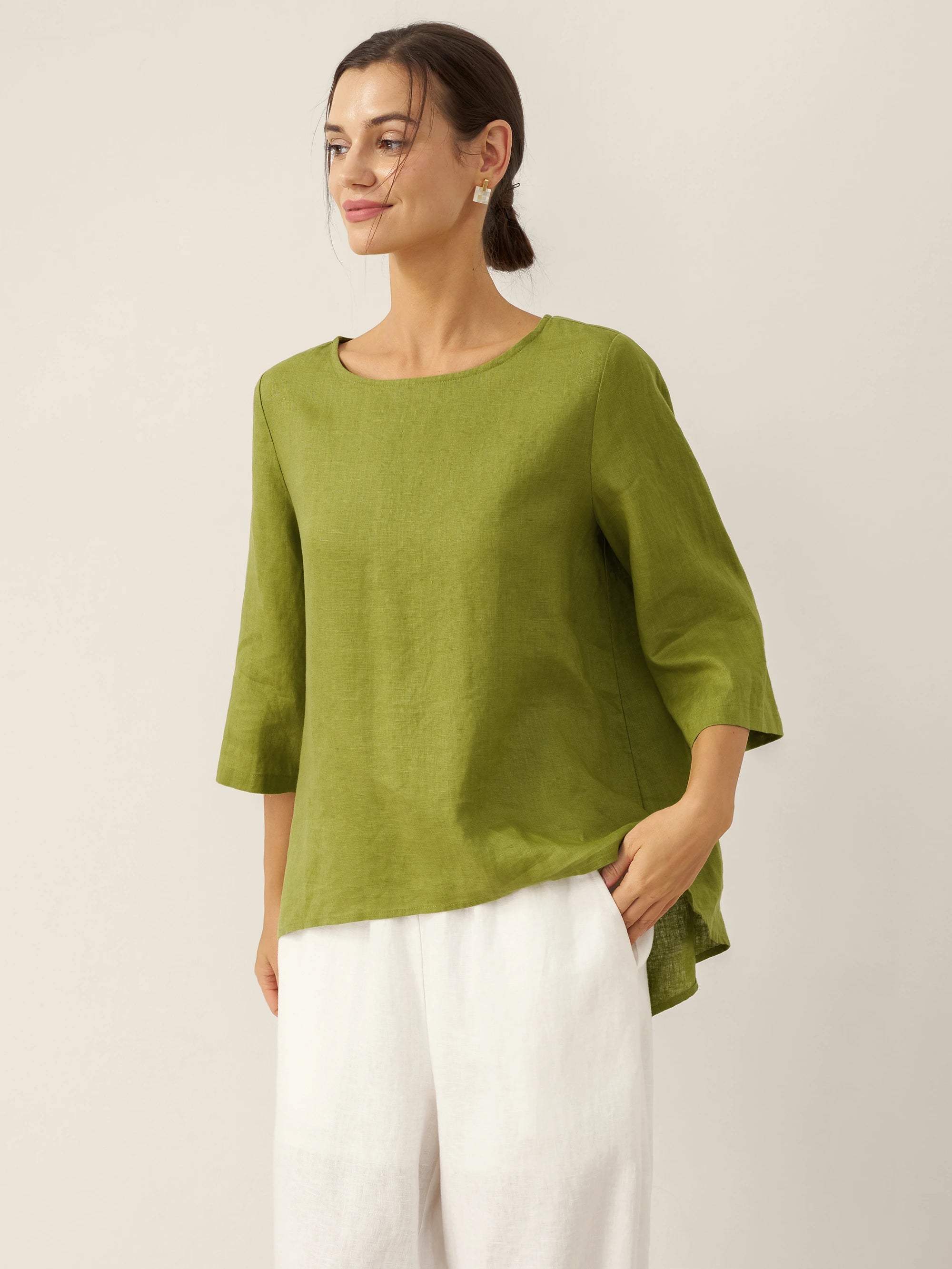 Ella | Chic Asymmetrical Linen Blouse for Women 0