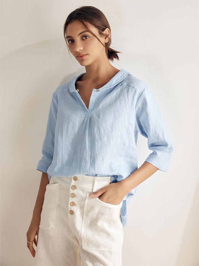 Ella | Stylish Asymmetrical Linen Blouse for Women 2