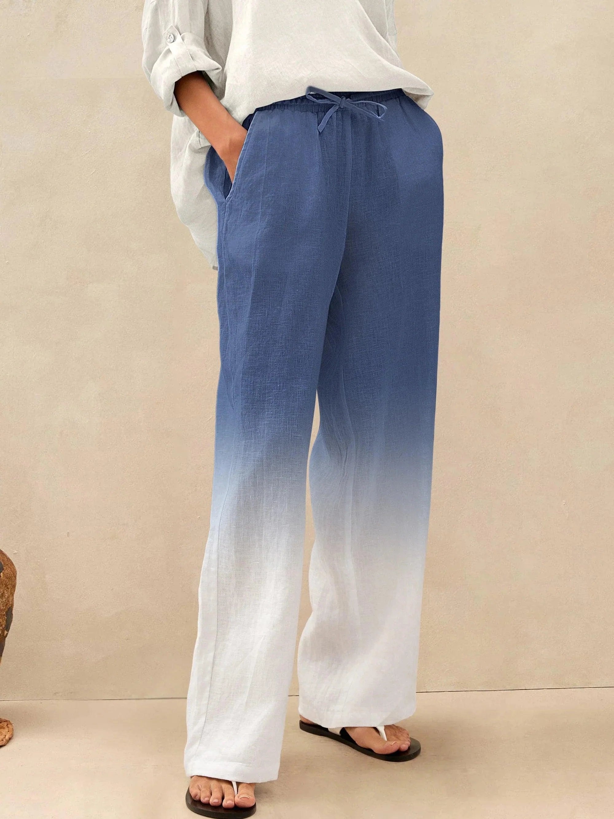 Ethan | Relaxed Comfortable White Linen Pants for Women 10