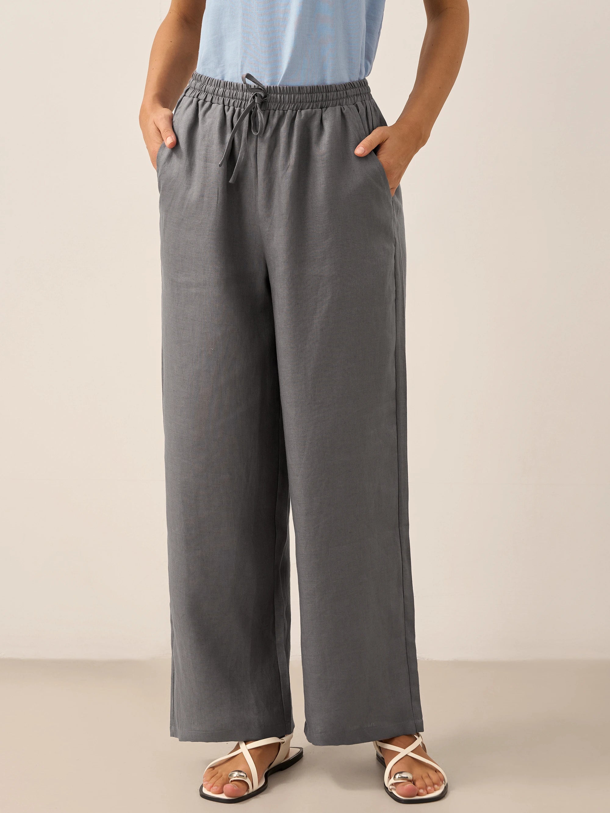 Ethan | Relaxed Comfortable White Linen Pants for Women 11