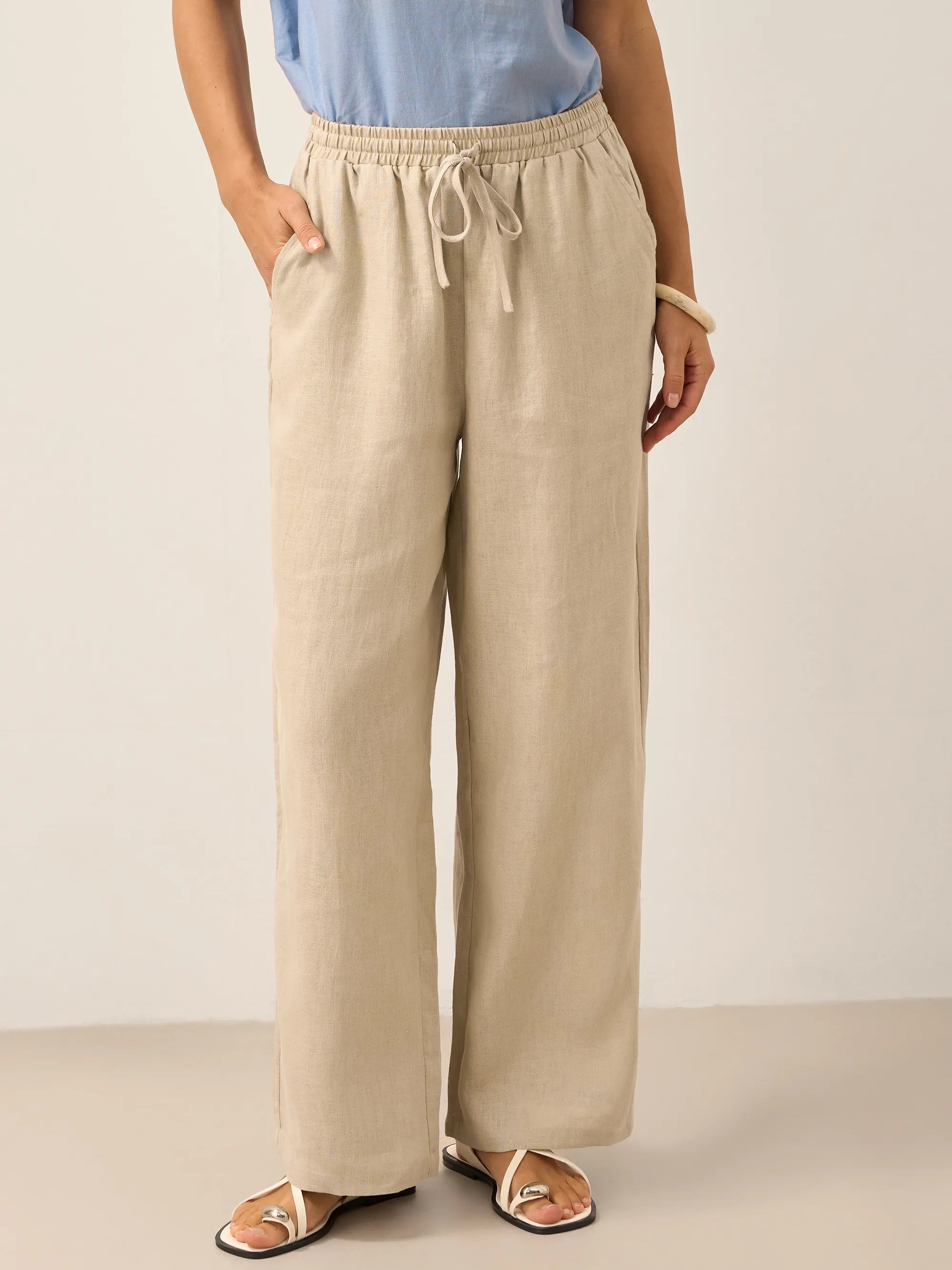 Ethan | Relaxed Comfortable White Linen Pants for Women 12