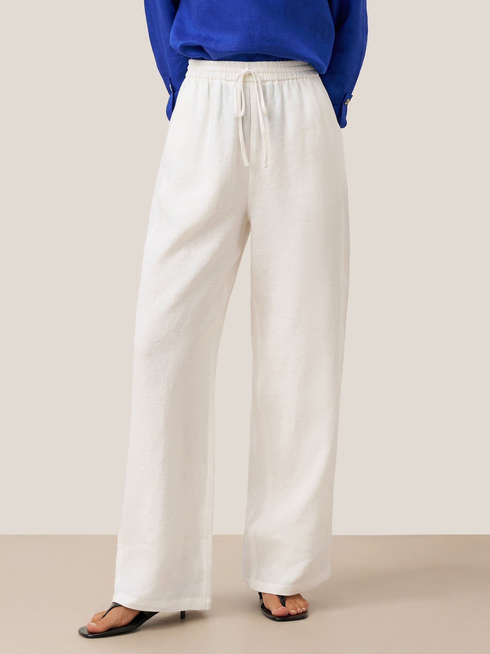 Ethan | Relaxed Comfortable White Linen Pants for Women 2