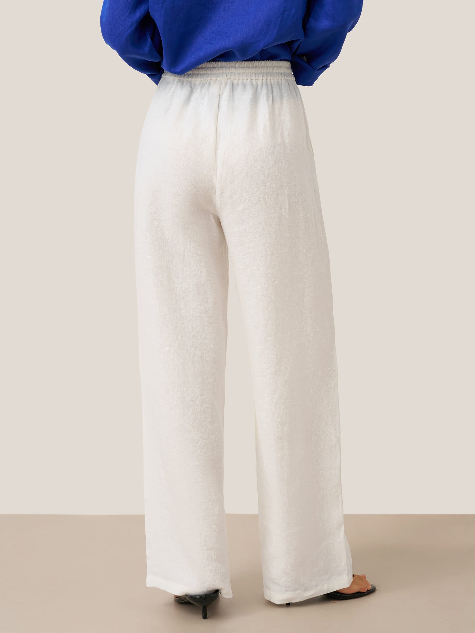 Ethan | Relaxed Comfortable White Linen Pants for Women 4