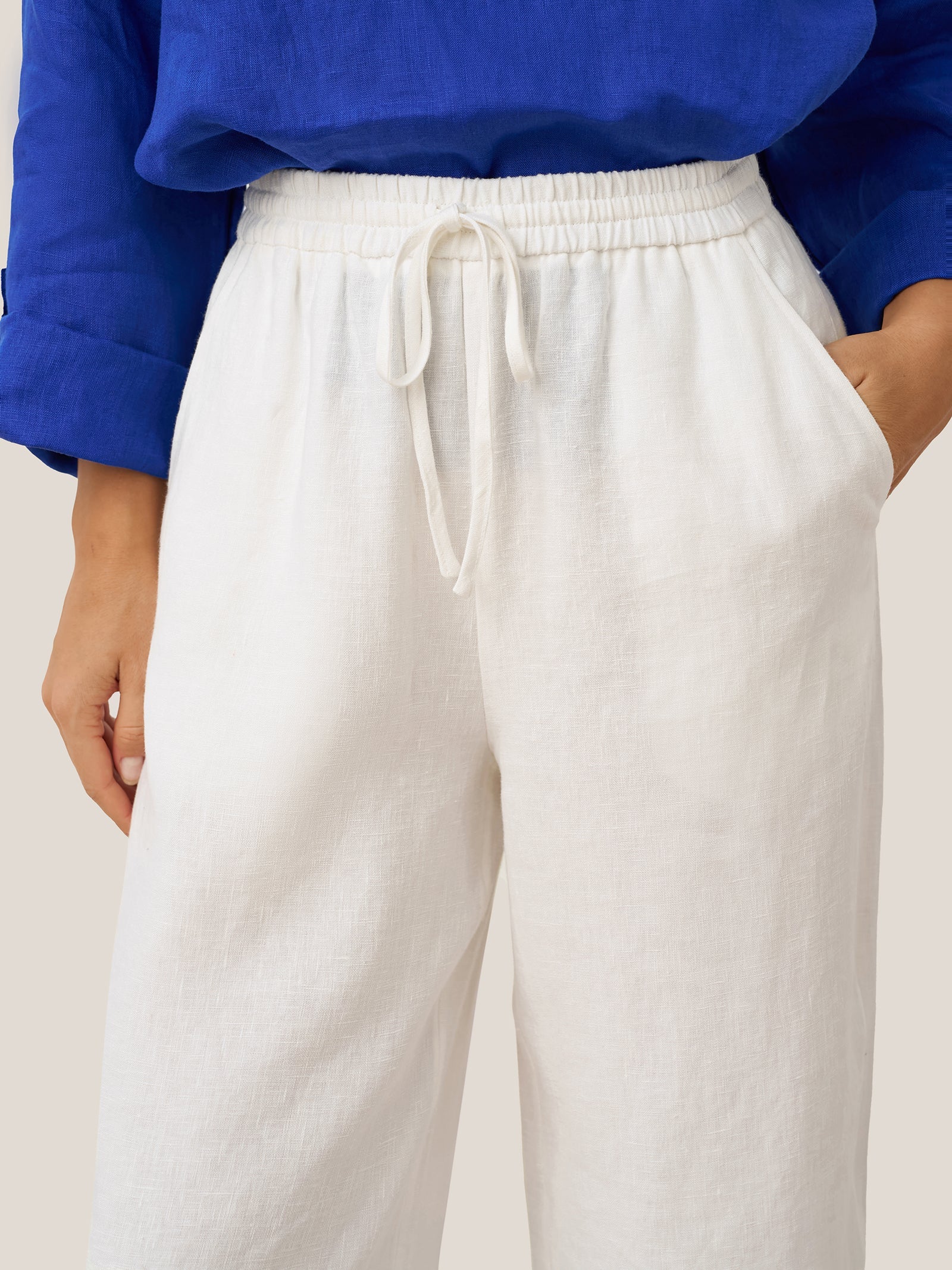 Ethan | Relaxed Comfortable White Linen Pants for Women 8