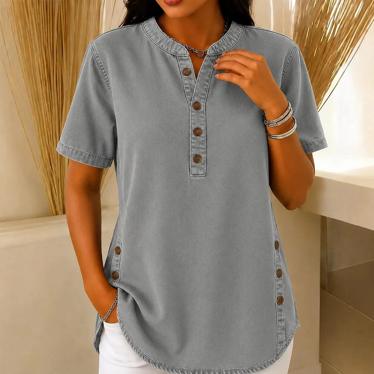 Tilda Side Button Henley Tunic