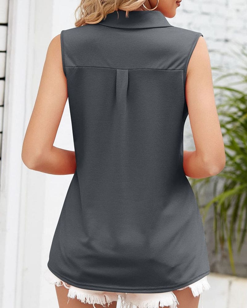 Lightweight White Sleeveless Blouse for Women - Elegant Summer Top