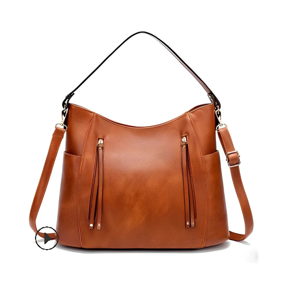 Daniella – Vintage Leather Handbag with Elegant Design and Organized Compartments