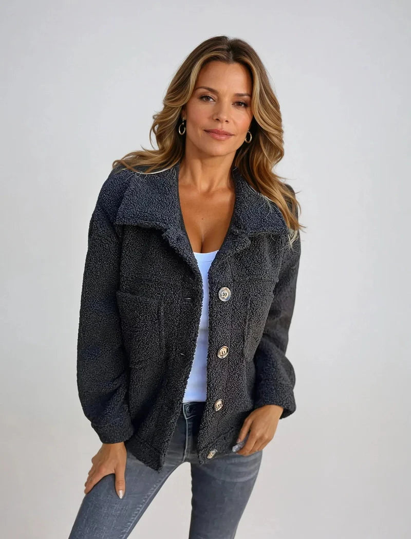 Mila Women's Coat - Soft Powder Pink Sherpa for Stylish Autumn Comfort