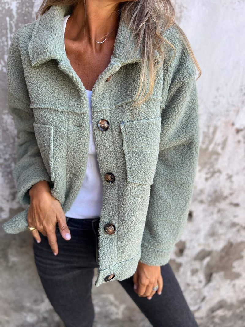 Mila Women's Coat - Soft Powder Pink Sherpa for Stylish Autumn Comfort