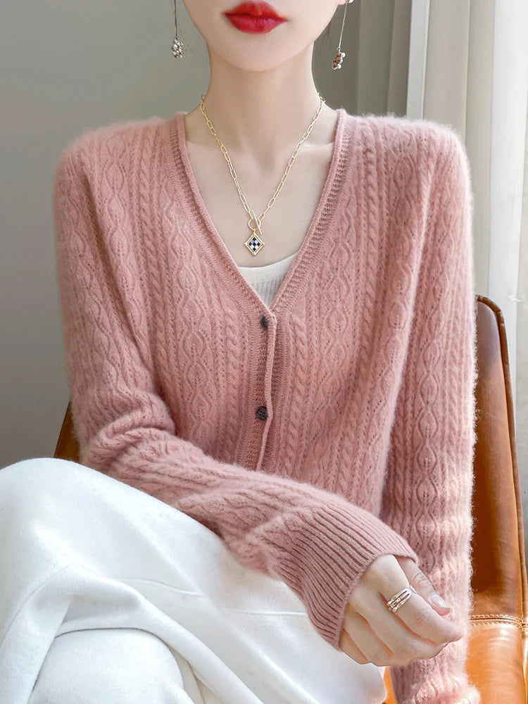 Cashmere Merino V-Neck Women's Cardigan - Luxurious Softness & Eco-Friendly