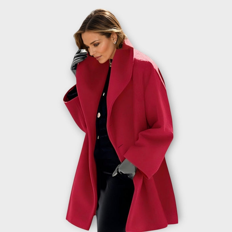 Vivienne - Windproof Wool Coat Women with Elegant Shawl Collar for Timeless Style