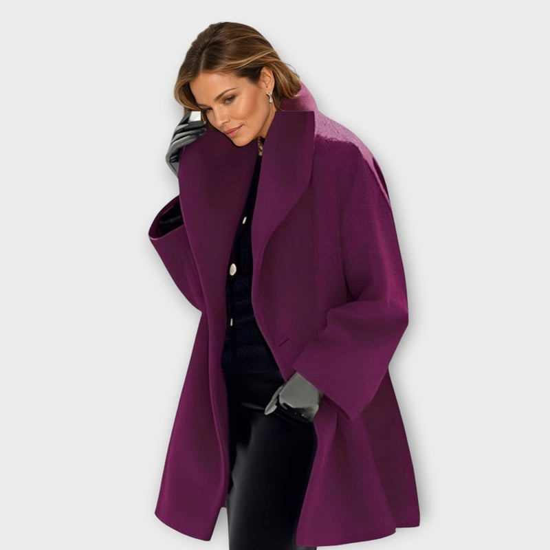 Vivienne - Windproof Wool Coat Women with Elegant Shawl Collar for Timeless Style