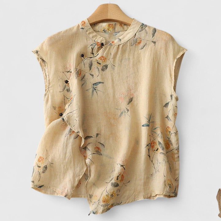 Fleurine Printed Cap Sleeve Blouse