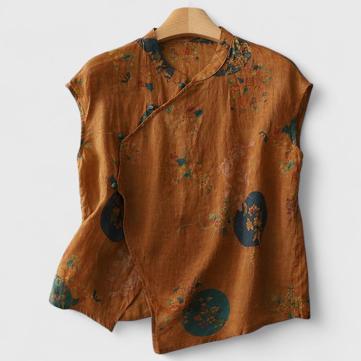 Fleurine Printed Cap Sleeve Blouse