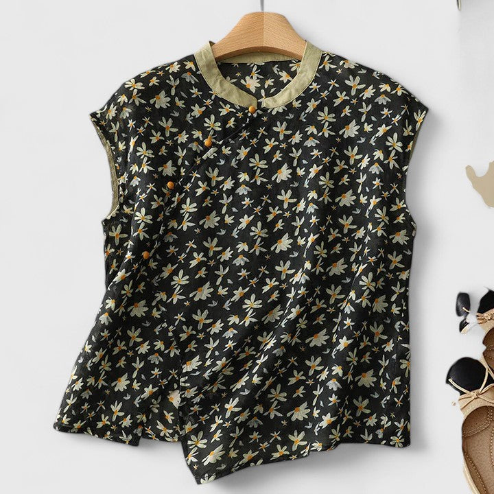 Fleurine Printed Cap Sleeve Blouse