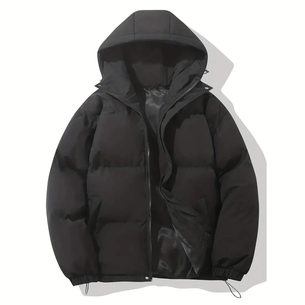 Men's Lightweight Insulated Down Jacket - Cozy Hooded Puffer for Winter