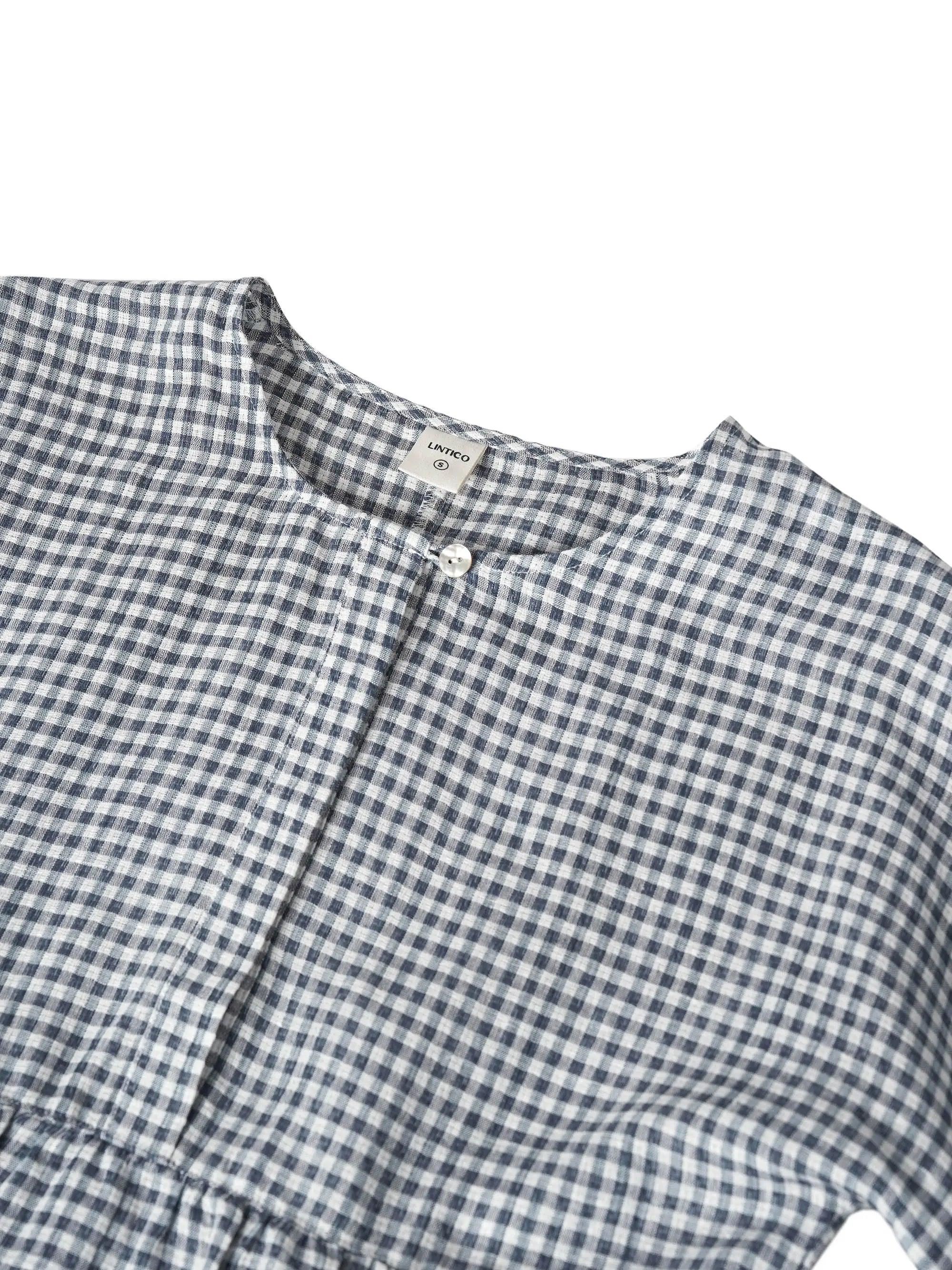 Mia | Relaxed Checked Linen Blouse for Women 7