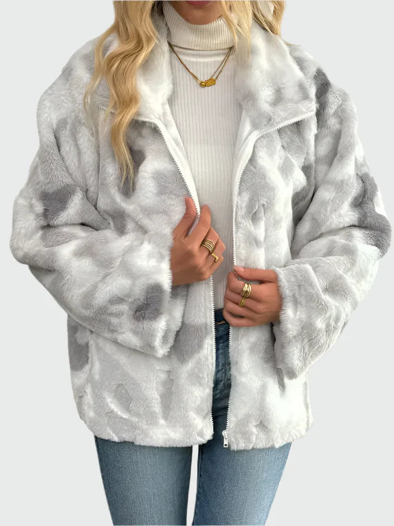 Modern Marble Pattern Fleece Jacket - Soft and Stylish Comfort for Women