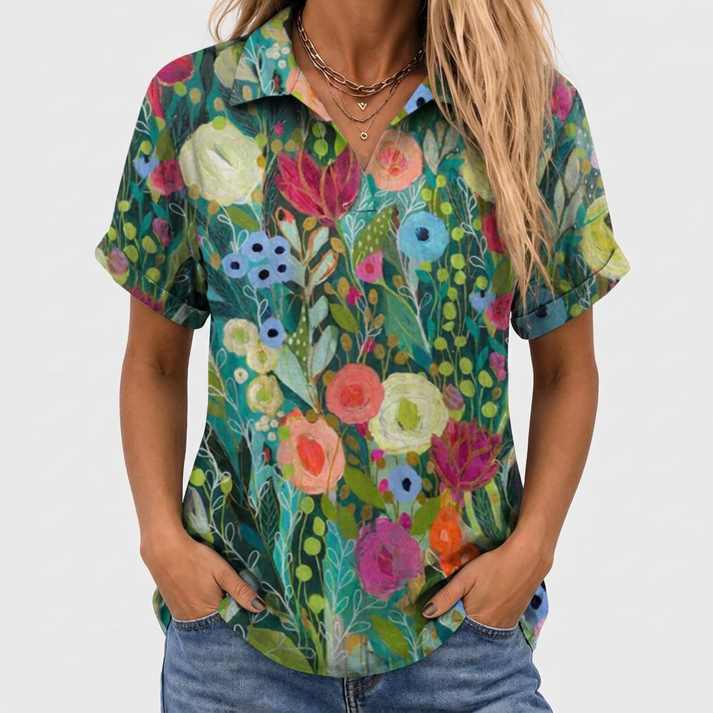 Juniper Floral Collared Top