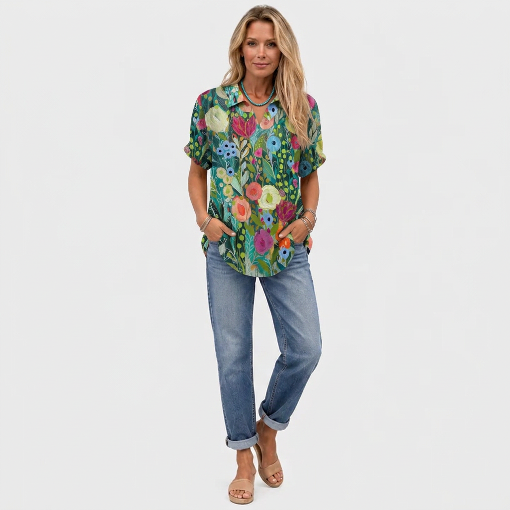 Juniper Floral Collared Top