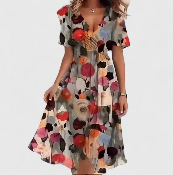 Odette V-Neck Flutter Sleeve Dress