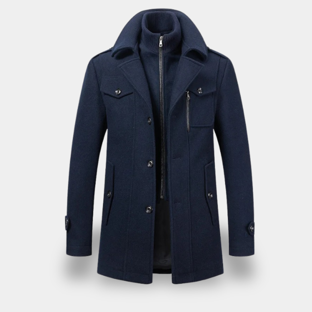 Gentle Class - Men's Winter Wool Trench Coat, Tailored Fit, Double-Breasted