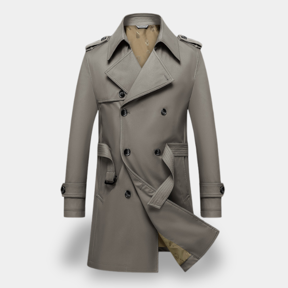 Variant image for Gentle Class - Men's Gray Wool-Blend Trench Coat with Down Collar-25