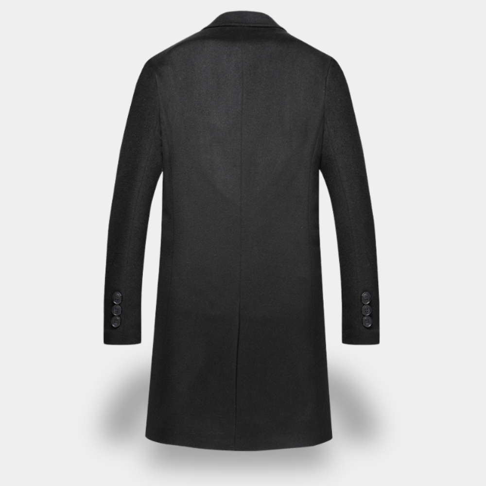 Gentle Class - Men's Wool Blend Overcoat with Double-Breasted Closure