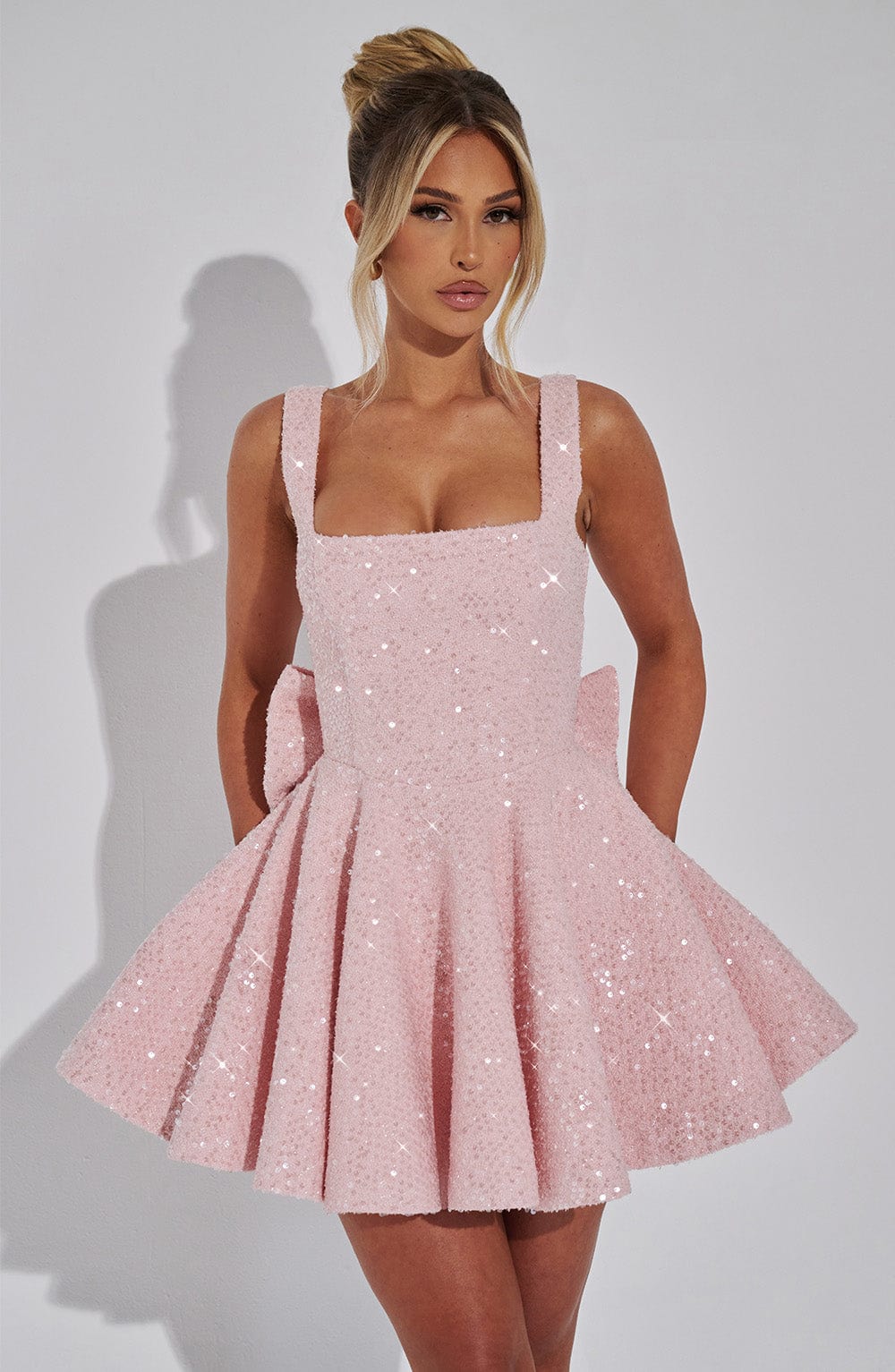 Sequin Bow Skater Dress