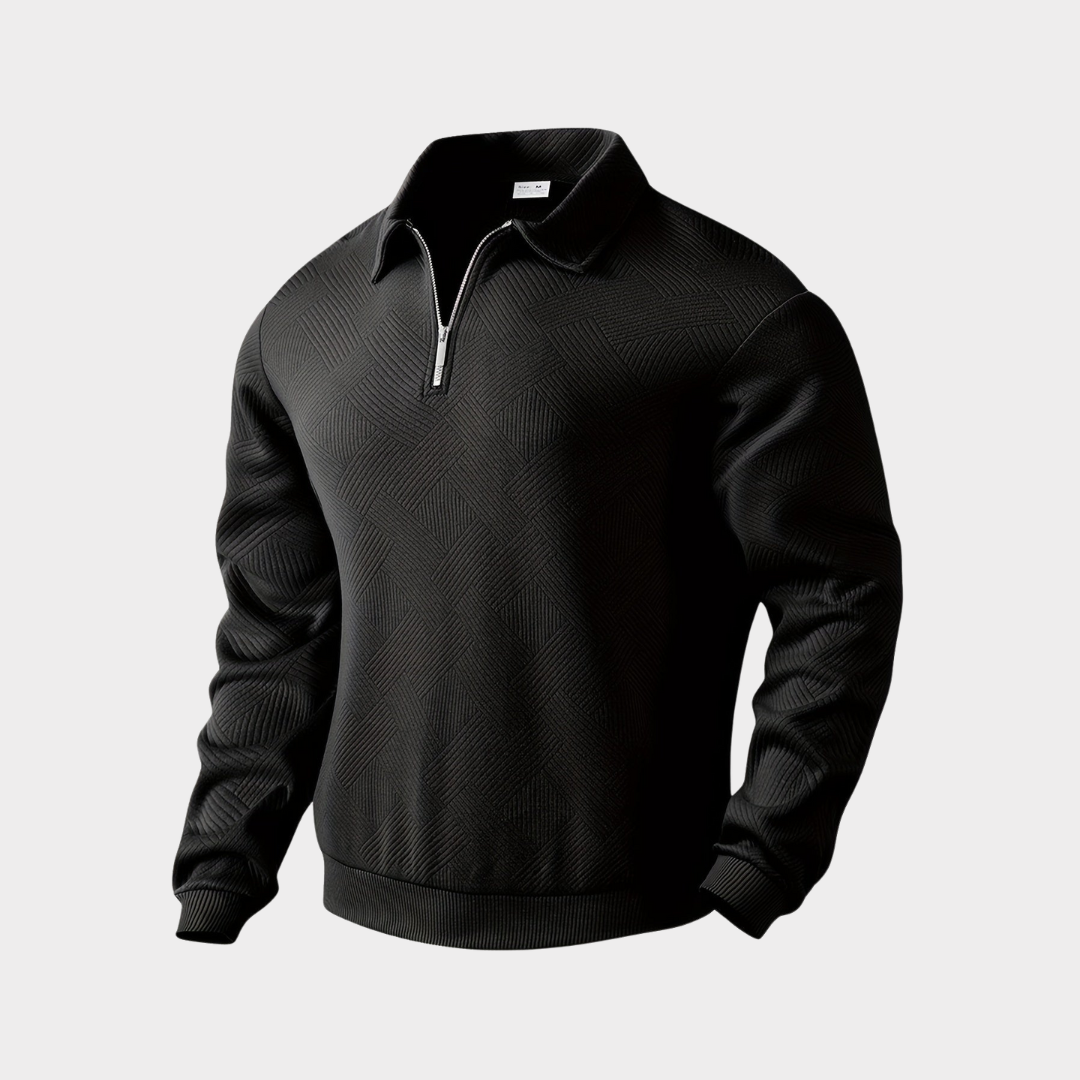 Victor Premium Men's Sweater - Unique Geometric Print Quarter Zip for All-Day Comfort