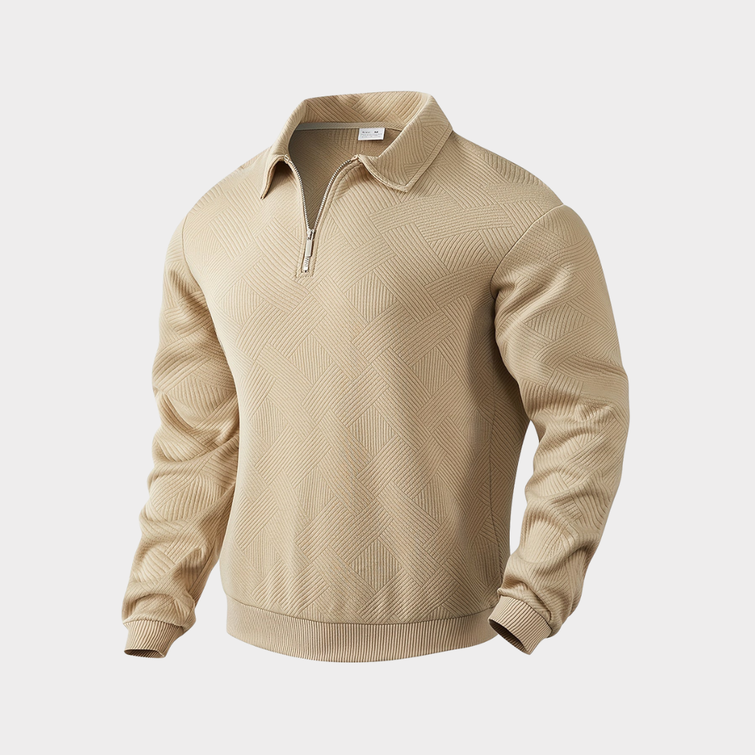 Victor Premium Men's Sweater - Unique Geometric Print Quarter Zip for All-Day Comfort