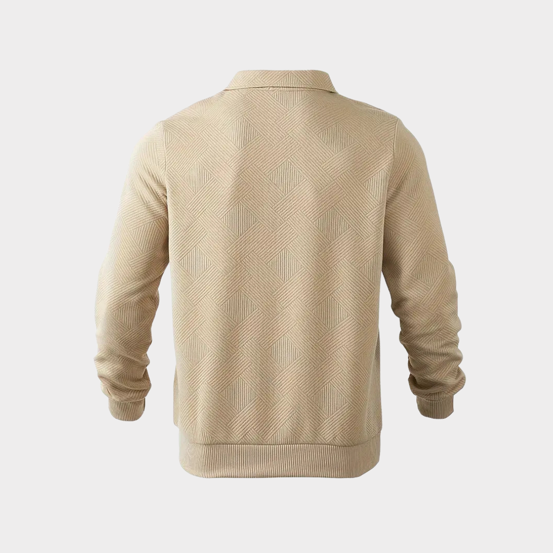 Victor Premium Men's Sweater - Unique Geometric Print Quarter Zip for All-Day Comfort
