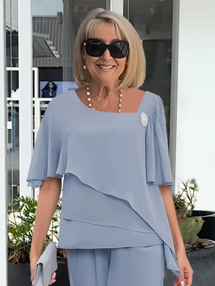 Chiffon Cape Trouser Set