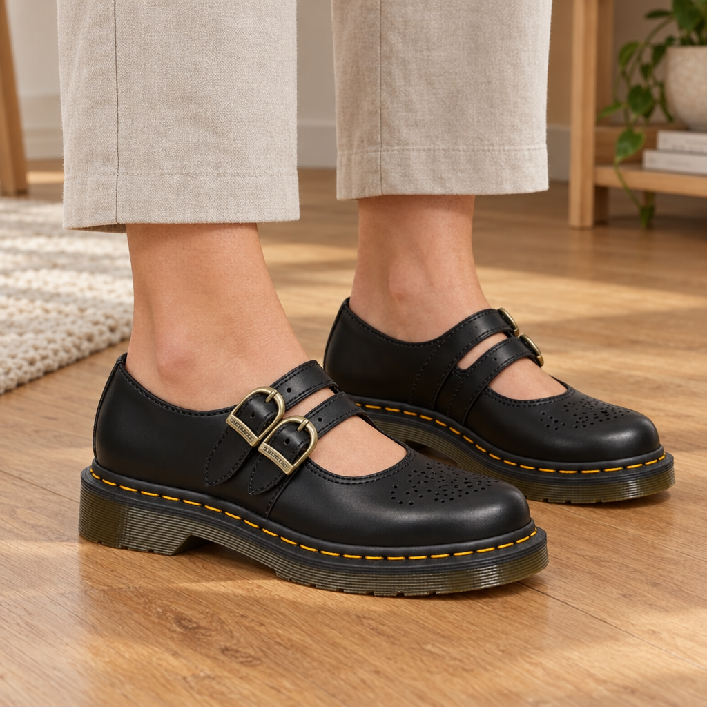 Double Buckle Mary Jane Flats