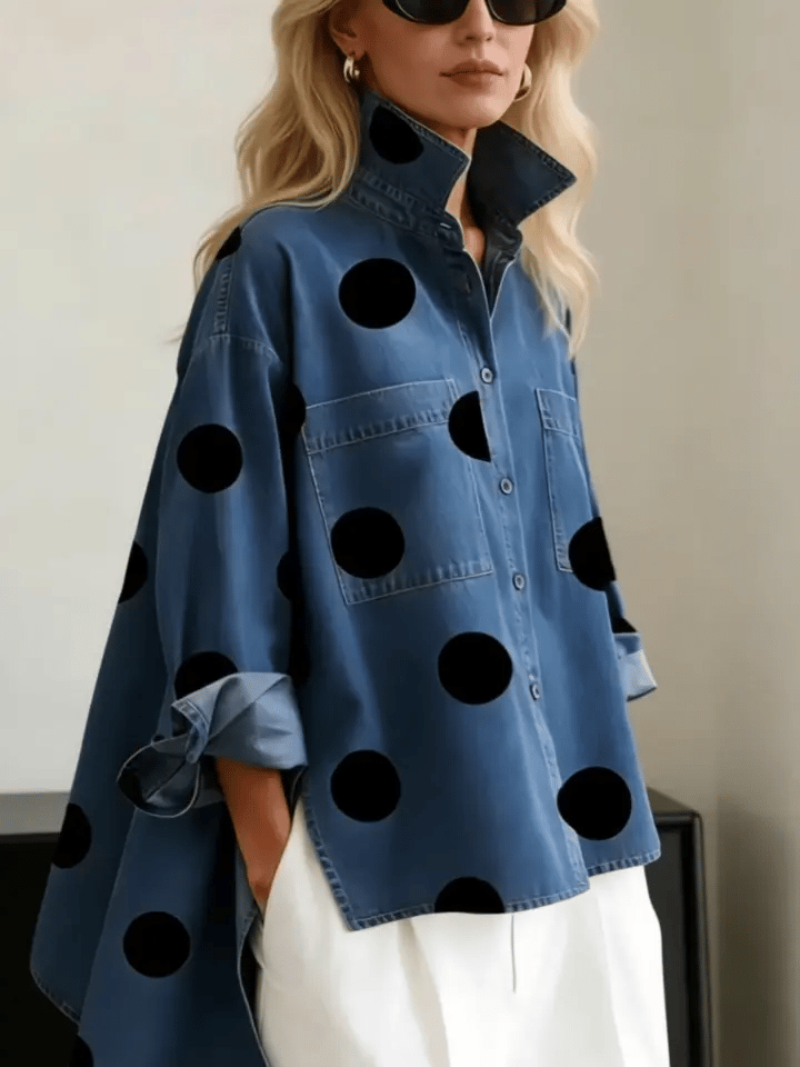 Rosemary Polka Dot Collared Top