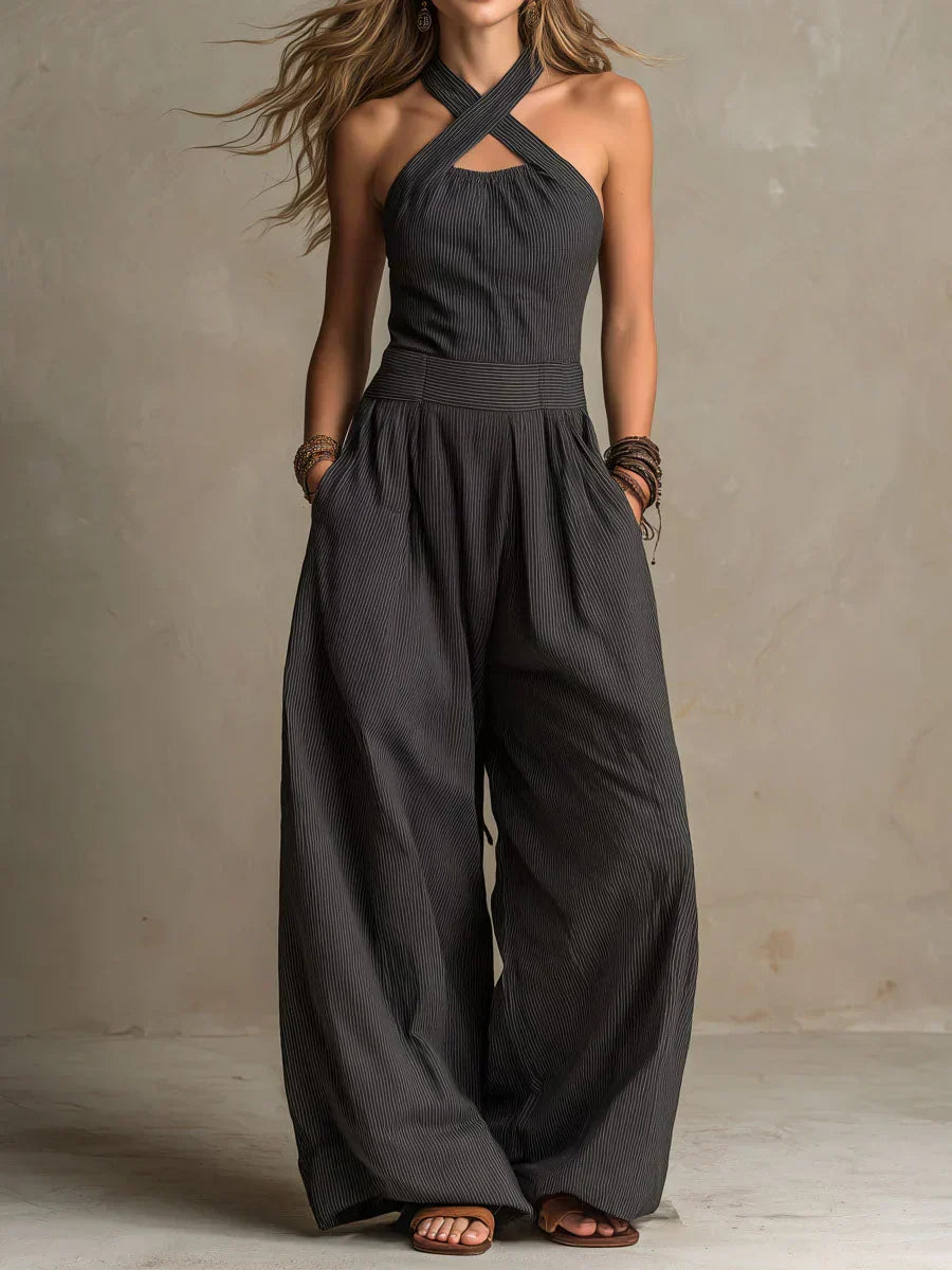 Flora Cross Neck Pocket Jumpsuit